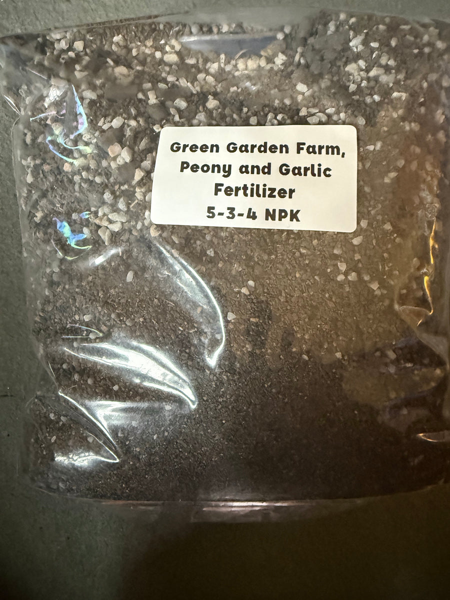Peony & Garlic Fertilizer 5-3-4 NPK, 2 pound bags – Green Garden Farm
